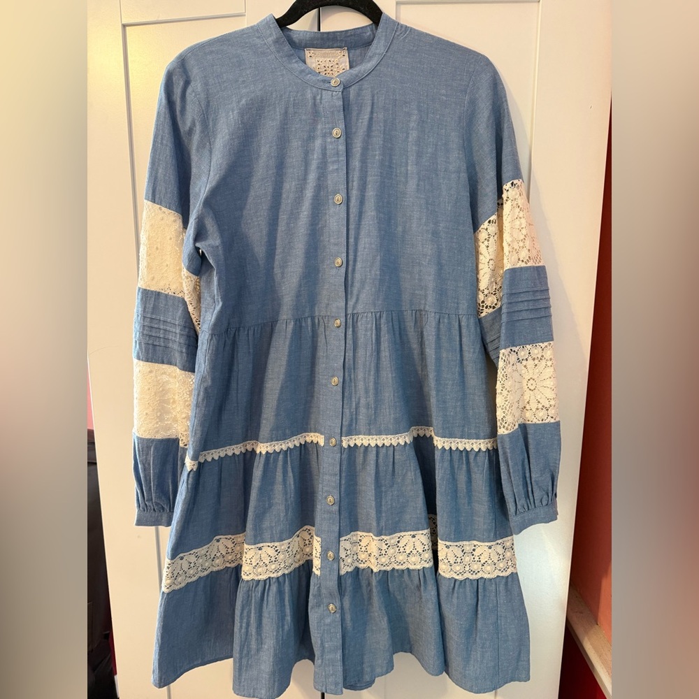 Johnny Was Laguna Pieced Mini Dress. Size Medium.
